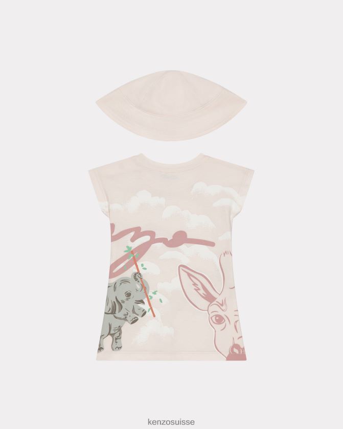 Kenzo ensemble robe et chapeau en bambou enfants rose fané D2804X789 vêtements