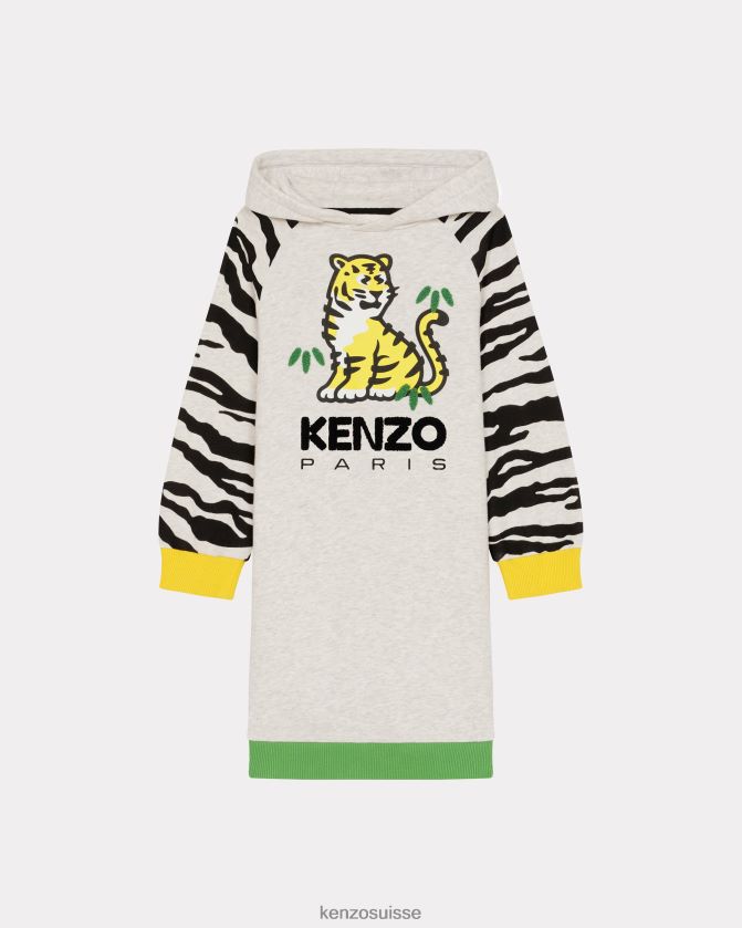 Kenzo robe à capuche kotora enfants gris brumeux D2804X726 vêtements
