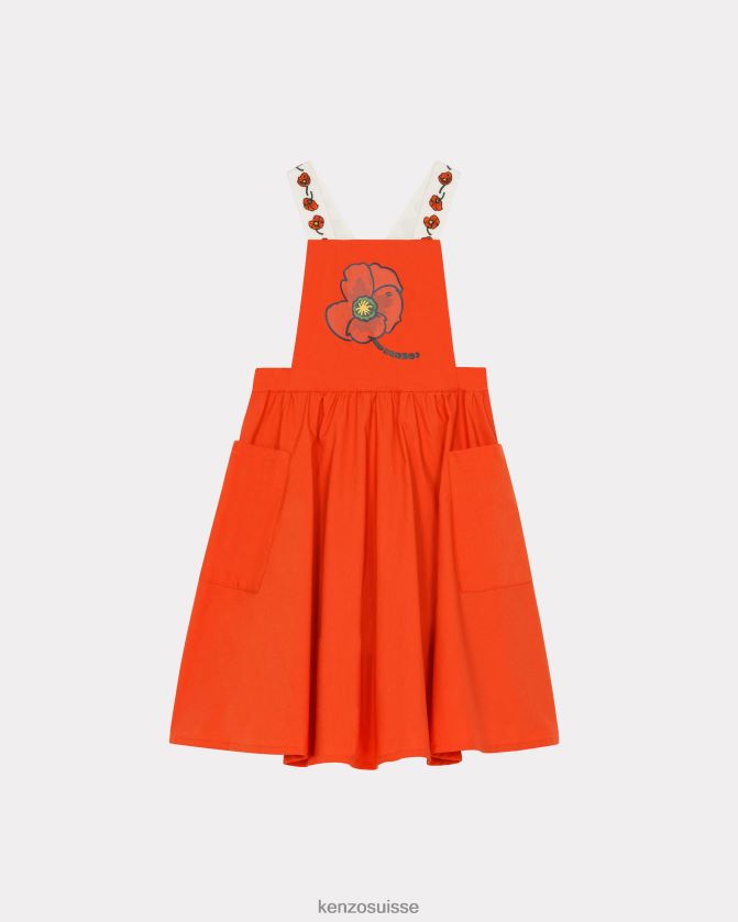 Kenzo robe tablier coquelicot capsule high summer enfants rouge moyen D2804X772 vêtements
