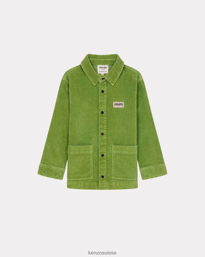 Kenzo surchemise en velours côtelé kotora enfants herbe verte D2804X783 vêtements