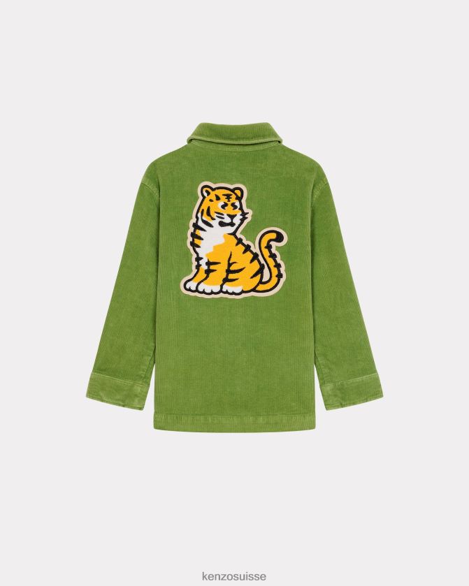 Kenzo surchemise en velours côtelé kotora enfants herbe verte D2804X783 vêtements