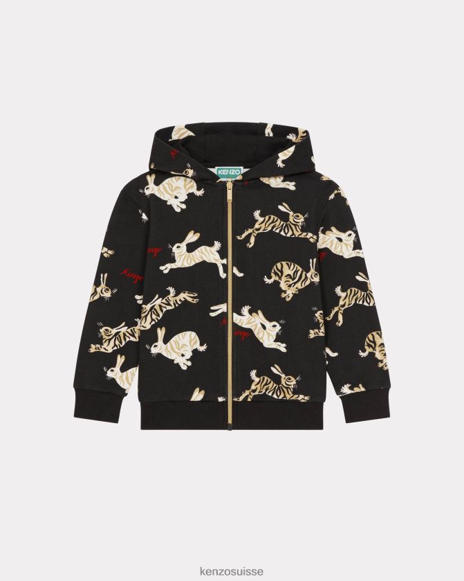 Kenzo sweat à capuche de la capsule du nouvel an chinois enfants noir D2804X737 vêtements