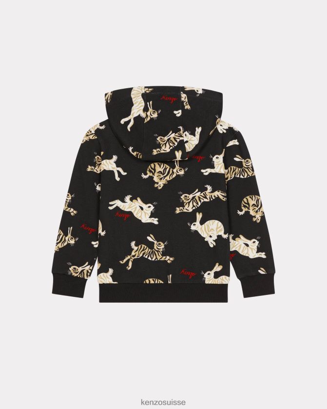 Kenzo sweat à capuche de la capsule du nouvel an chinois enfants noir D2804X737 vêtements