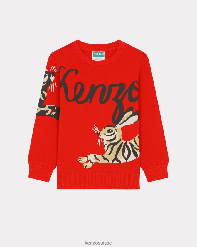 Kenzo sweat-shirt capsule du nouvel an chinois enfants rouge moyen D2804X717 vêtements