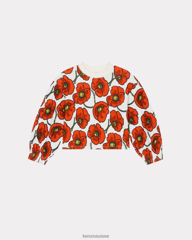 Kenzo sweat-shirt coquelicot capsule high summer enfants crème D2804X704 vêtements