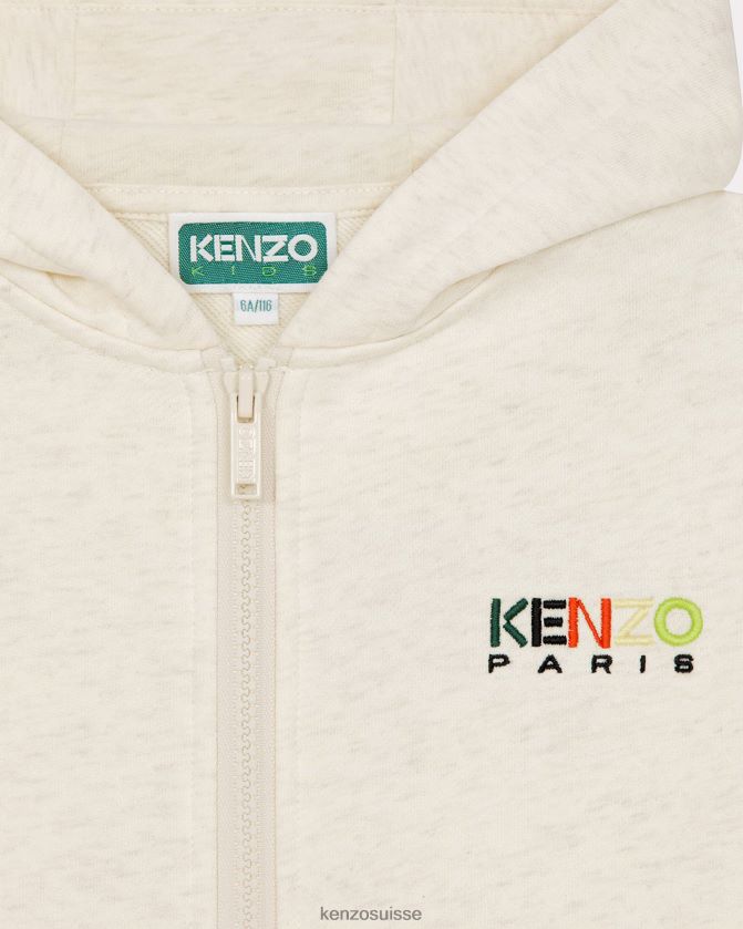 Kenzo sweat à capuche zippé à logo enfants écru D2804X750 vêtements