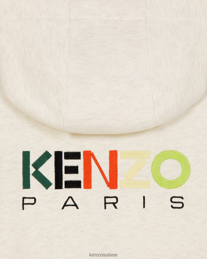 Kenzo sweat à capuche zippé à logo enfants écru D2804X750 vêtements