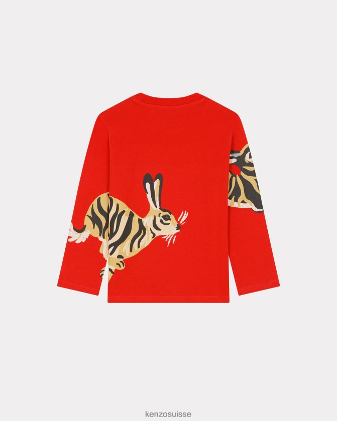 Kenzo t-shirt capsule du nouvel an chinois enfants rouge moyen D2804X791 vêtements