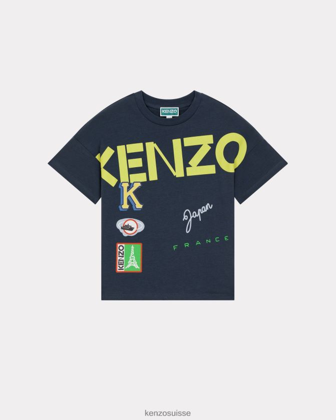 Kenzo t-shirt voyage enfants bleu royal D2804X795 vêtements