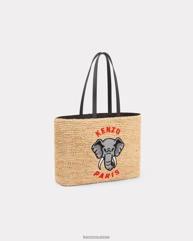 Kenzo grand sac cabas en raphia femmes noir D2804X929 accessoires