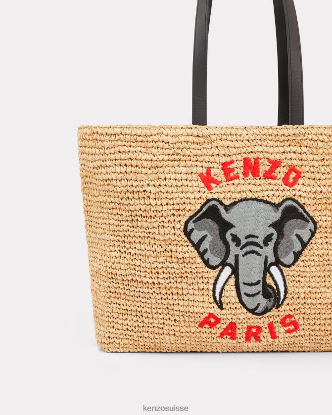 Kenzo grand sac cabas en raphia femmes noir D2804X929 accessoires