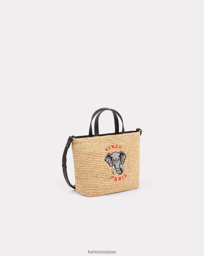 Kenzo petit cabas en raphia femmes noir D2804X942 accessoires
