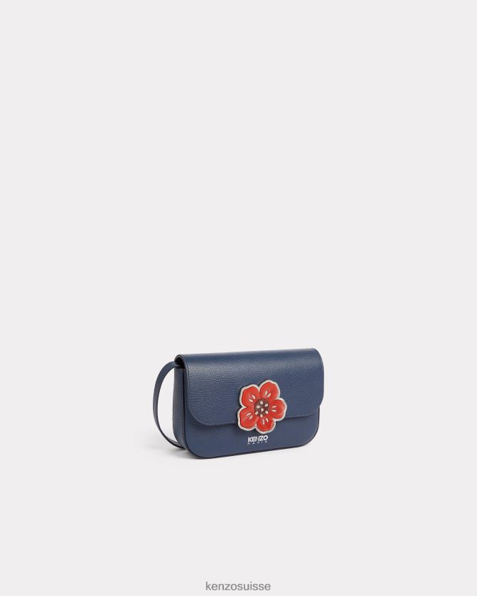 Kenzo sac porté épaule en cuir à fleurs boke femmes bleu nuit D2804X843 accessoires
