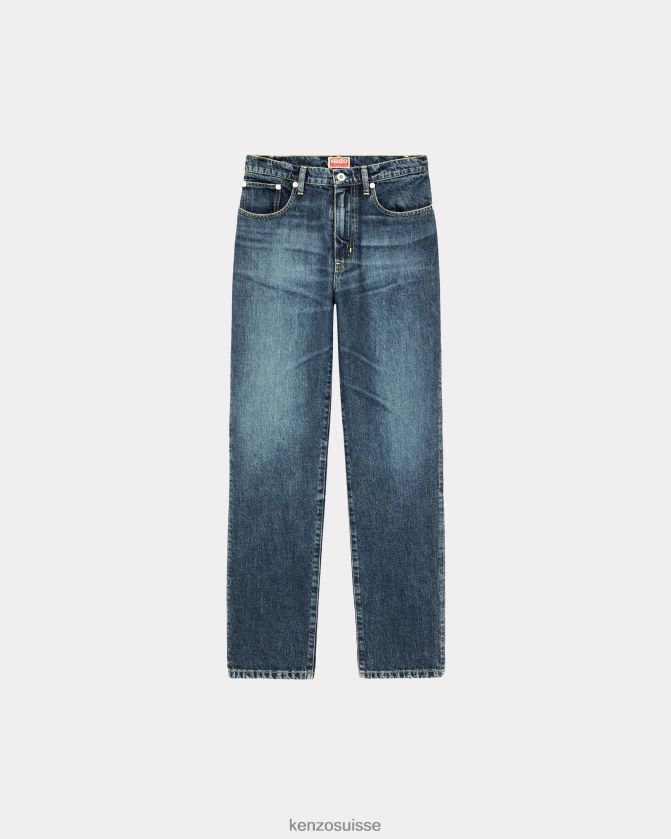 Kenzo jean droit asagao femmes denim bleu pierre foncé D2804X487 vêtements
