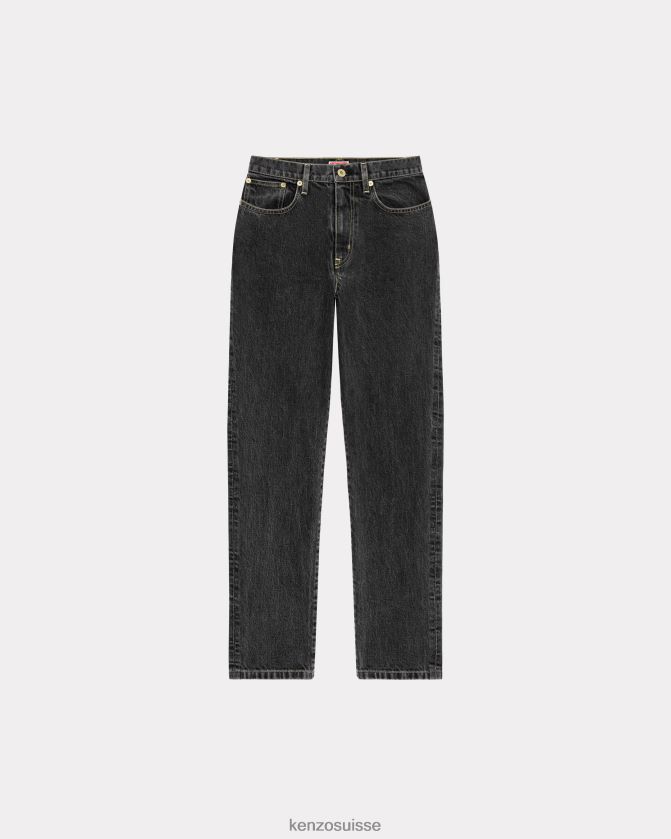 Kenzo jean droit asagao femmes denim noir décoloré D2804X391 vêtements