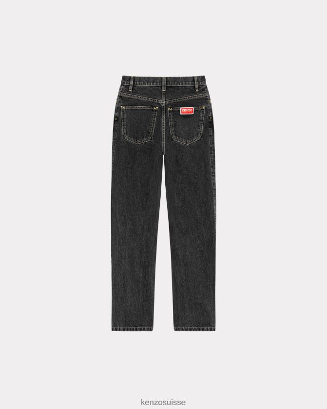 Kenzo jean droit asagao femmes denim noir décoloré D2804X391 vêtements
