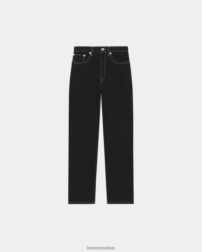Kenzo jean droit asagao femmes rincer le denim noir D2804X656 vêtements