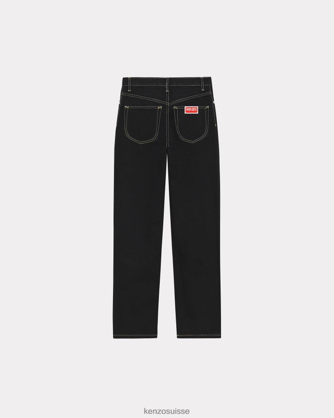 Kenzo jean droit asagao femmes rincer le denim noir D2804X656 vêtements