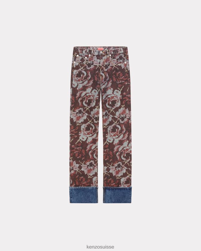 Kenzo jean droit asagao pixel' femmes rouge moyen D2804X663 vêtements