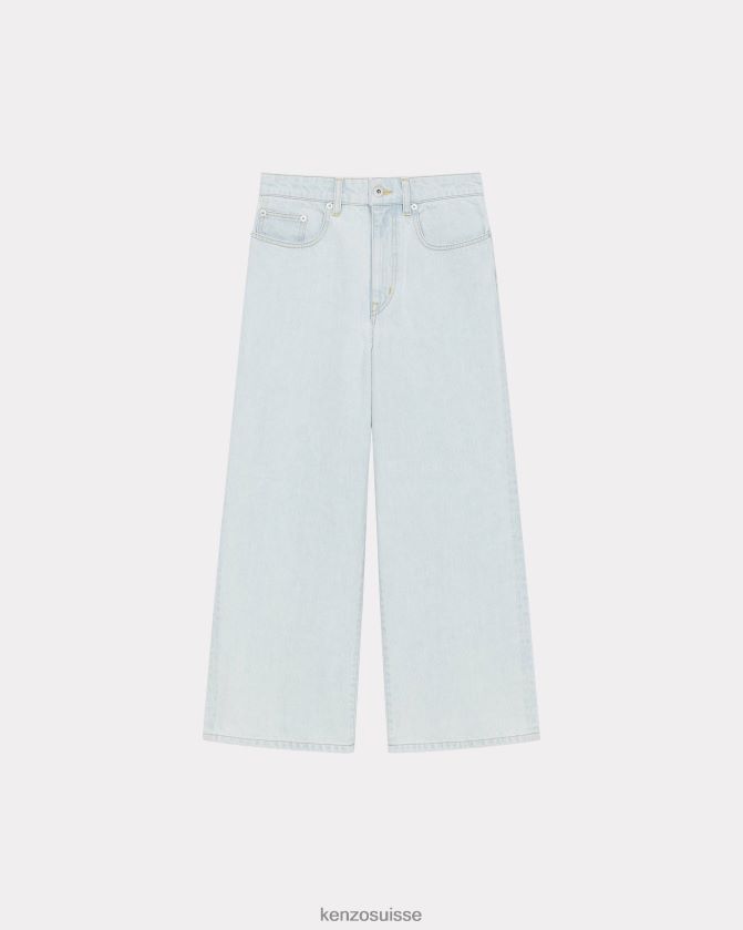 Kenzo jean raccourci sumire femmes denim bleu décoloré D2804X556 vêtements