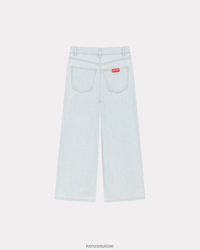 Kenzo jean raccourci sumire femmes denim bleu décoloré D2804X556 vêtements