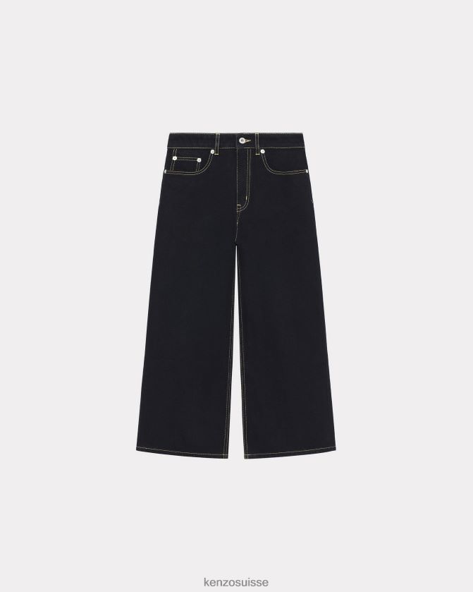Kenzo jean raccourci sumire femmes rincer le denim noir D2804X654 vêtements