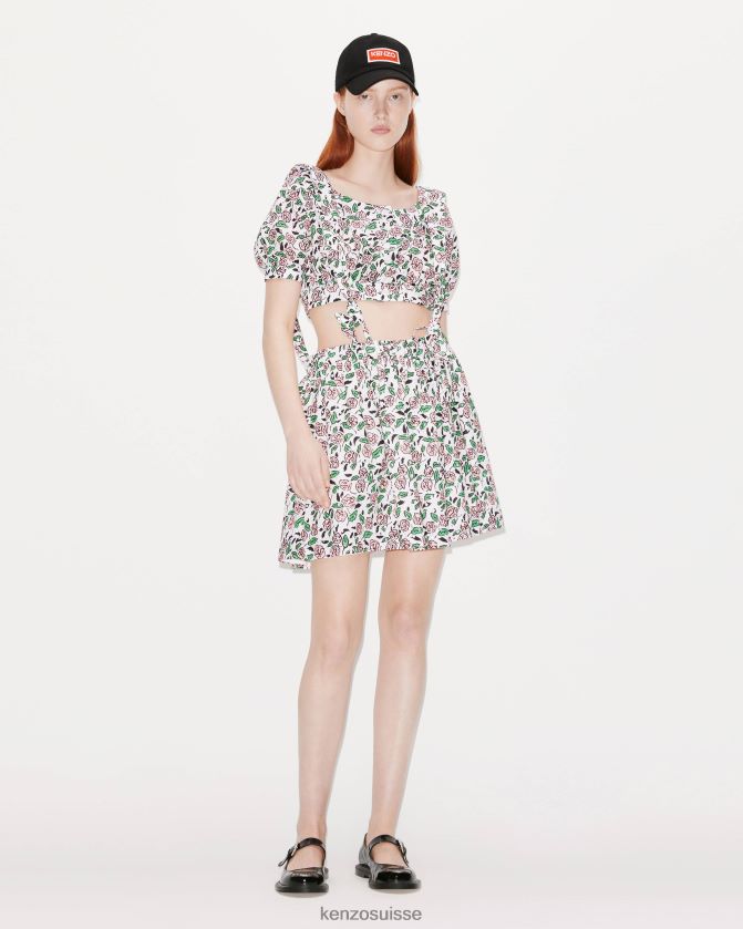 Kenzo jupe en broderie anglaise femmes blanc cassé D2804X650 vêtements