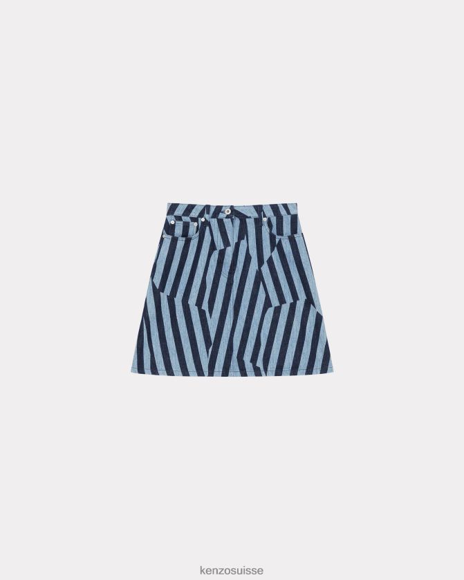Kenzo jupe en jean à rayures éblouissantes femmes rincer le denim bleu D2804X557 vêtements