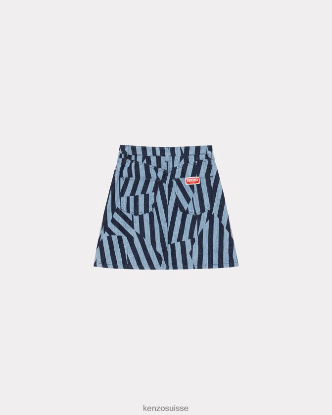 Kenzo jupe en jean à rayures éblouissantes femmes rincer le denim bleu D2804X557 vêtements