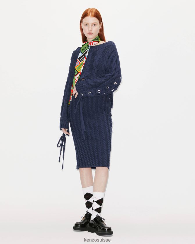 Kenzo jupe mi-longue à lacets femmes bleu nuit D2804X640 vêtements
