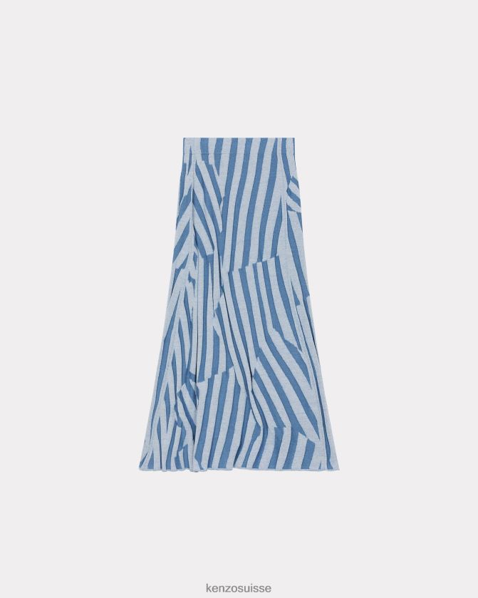 Kenzo jupe mi-longue à rayures éblouissantes femmes cyan D2804X448 vêtements