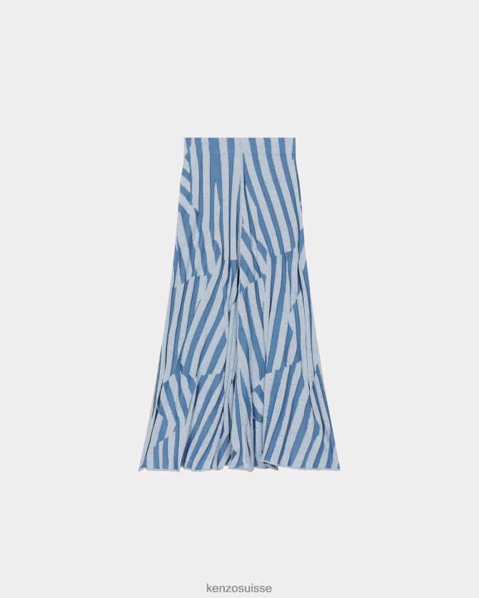 Kenzo jupe mi-longue à rayures éblouissantes femmes cyan D2804X448 vêtements
