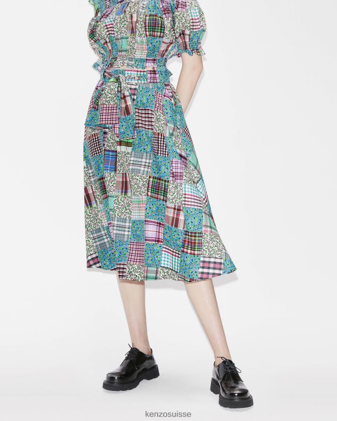 Kenzo jupe midi patchwork. femmes multicolore D2804X502 vêtements