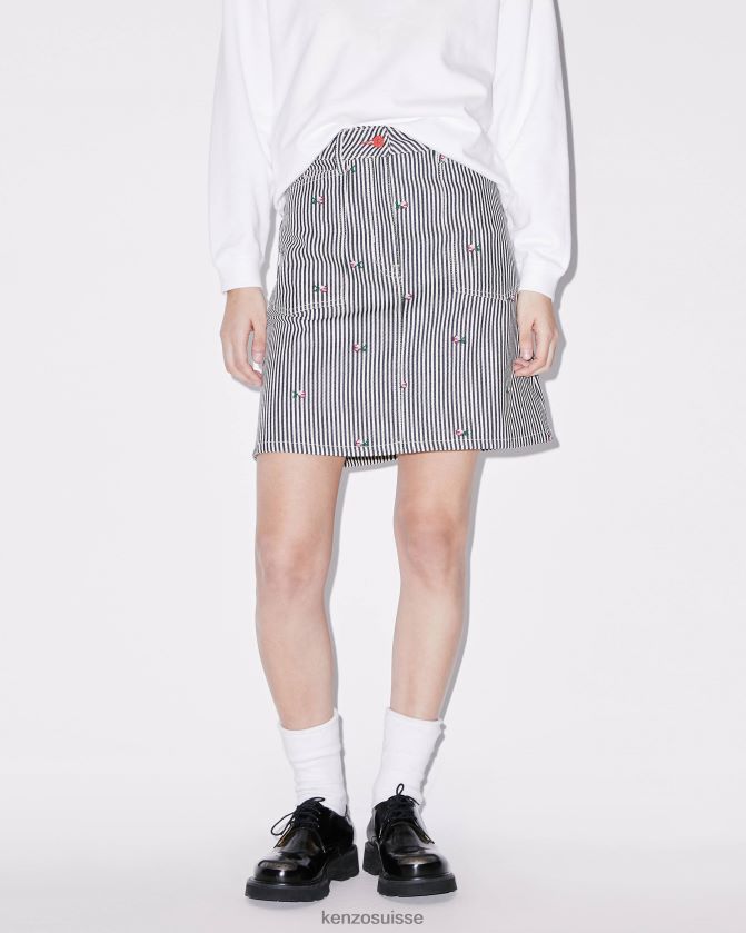 Kenzo mini-jupe en jean rayée Pixel femmes rincer le denim bleu D2804X687 vêtements