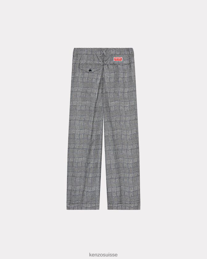 Kenzo pantalon de costume à carreaux ondulés femmes noir D2804X623 vêtements