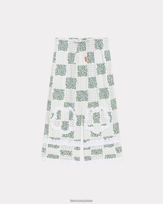 Kenzo pantalon raccourci à volants femmes turquoise D2804X564 vêtements