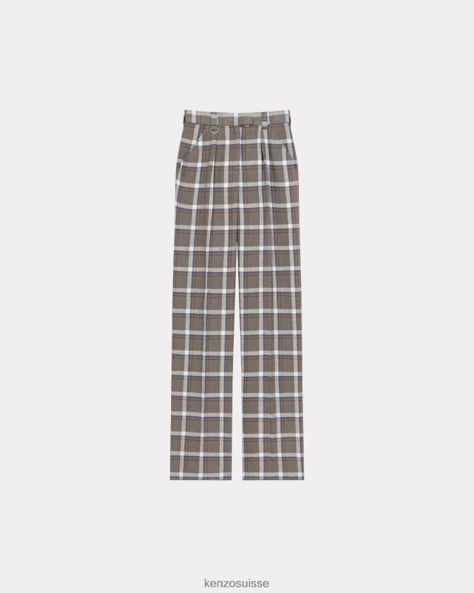 Kenzo pantalon évasé à carreaux femmes gris brumeux D2804X634 vêtements