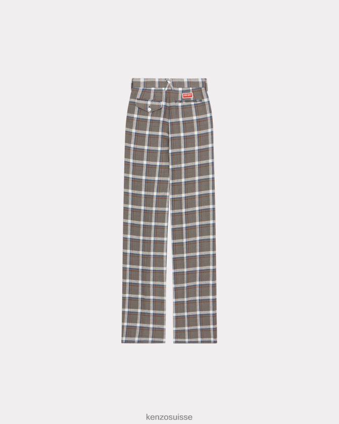 Kenzo pantalon évasé à carreaux femmes gris brumeux D2804X634 vêtements
