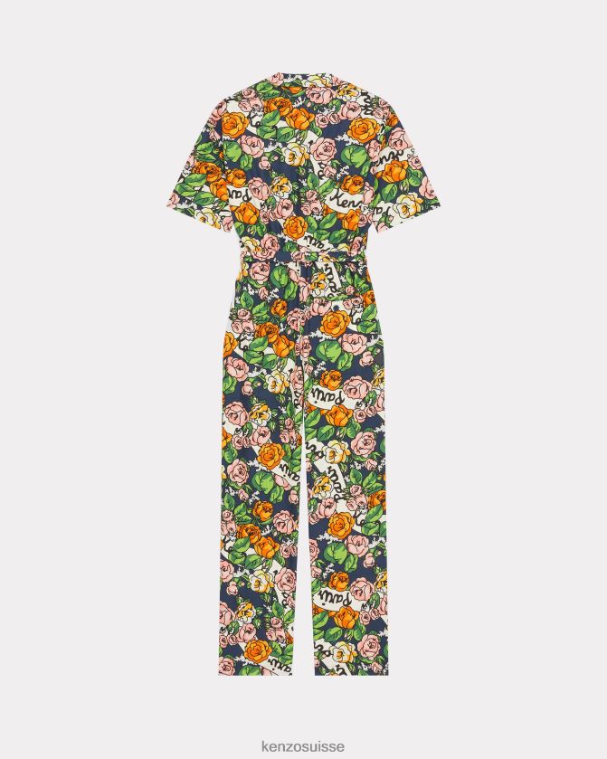 Kenzo salopette à fleurs hawaïennes femmes bleu nuit D2804X559 vêtements