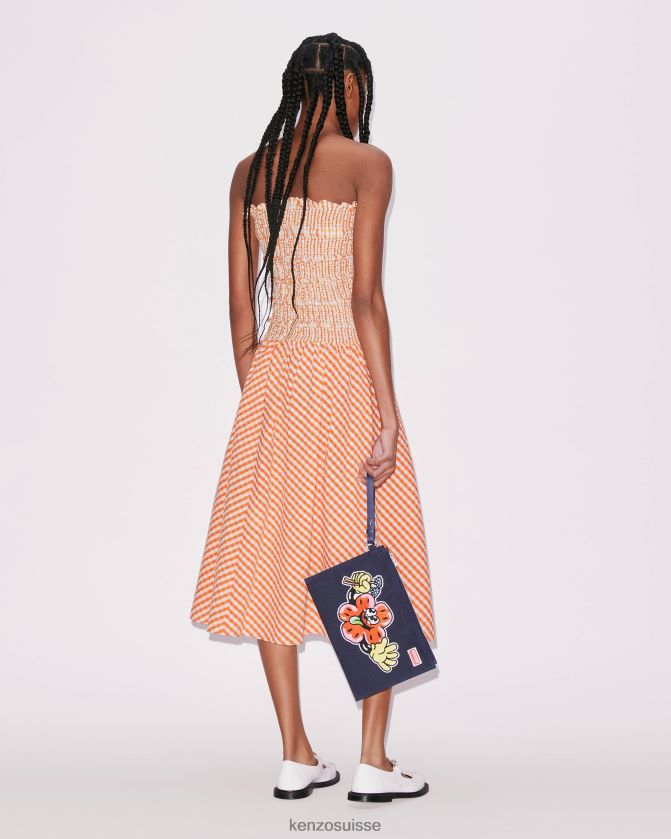 Kenzo robe bustier à carreaux vichy femmes orange moyen D2804X447 vêtements