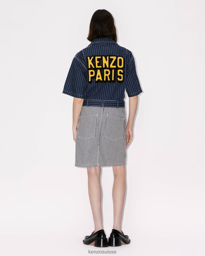 Kenzo robe chemise en jean de Paris femmes rincer le denim bleu D2804X583 vêtements