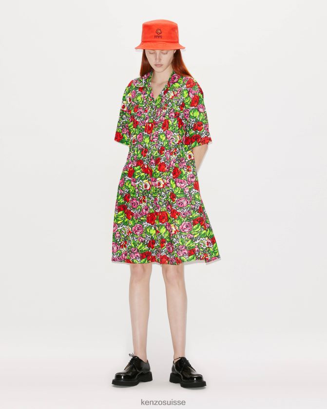 Kenzo robe chemise à fleurs hawaïenne femmes blanc cassé D2804X606 vêtements