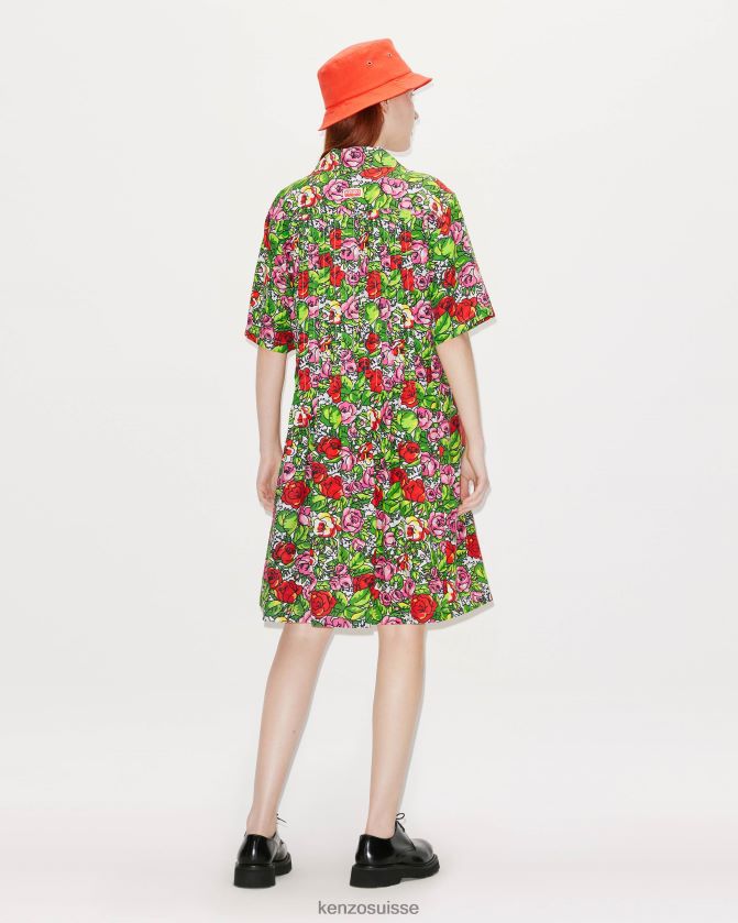 Kenzo robe chemise à fleurs hawaïenne femmes blanc cassé D2804X606 vêtements
