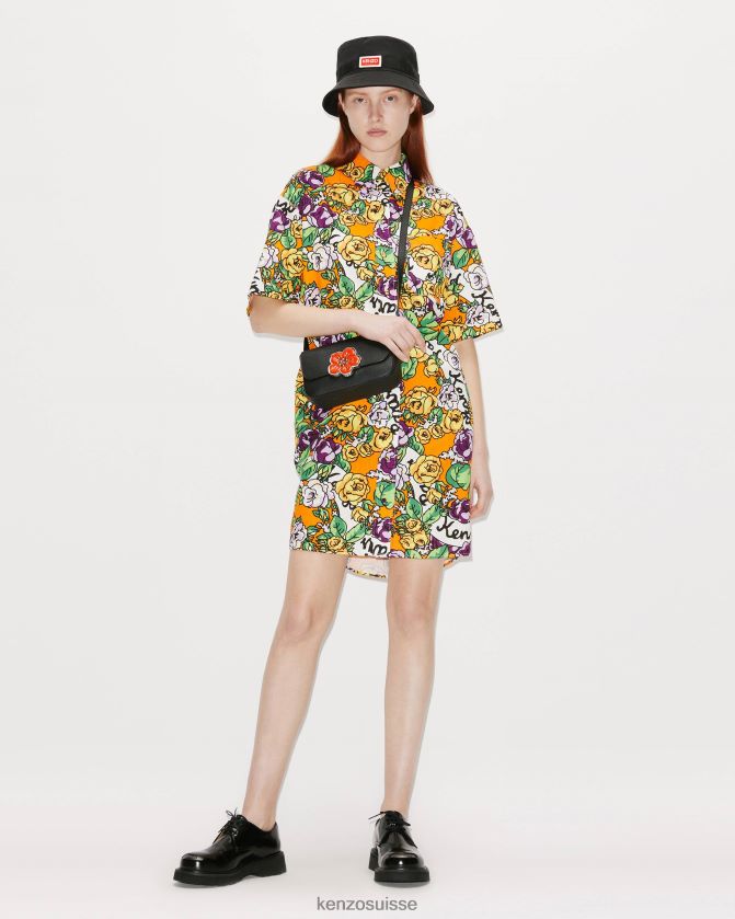Kenzo robe chemise à fleurs hawaïennes femmes orange moyen D2804X642 vêtements