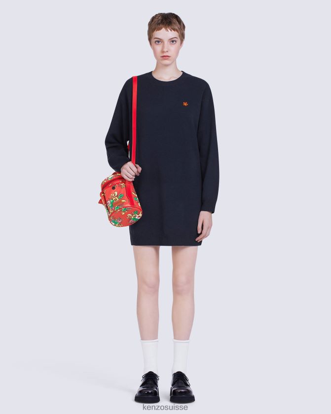 Kenzo robe en laine mérinos de Paris femmes bleu nuit D2804X626 vêtements