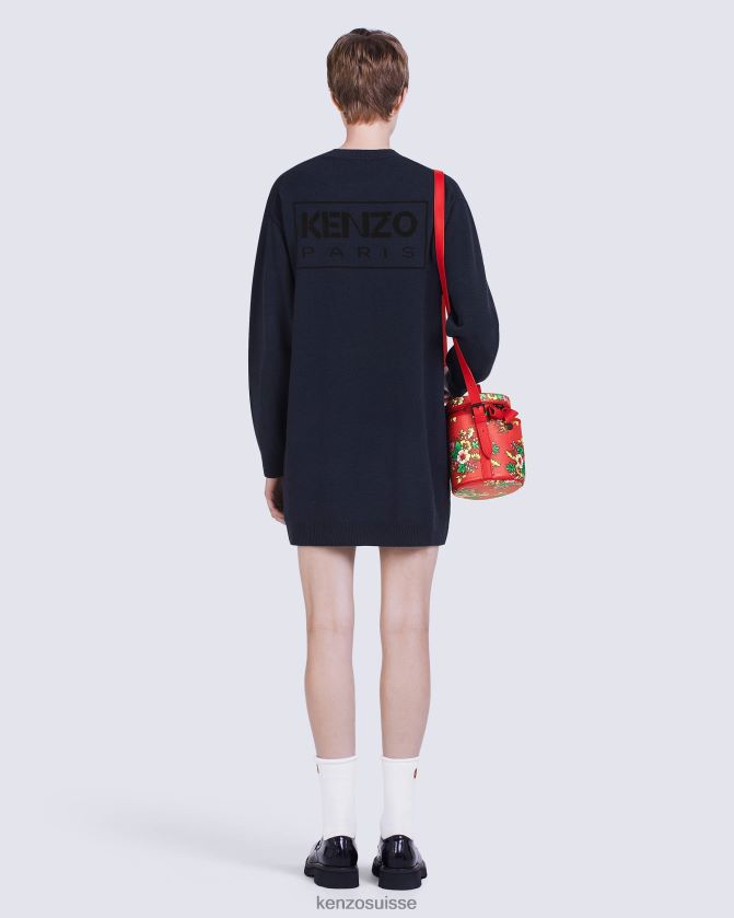 Kenzo robe en laine mérinos de Paris femmes bleu nuit D2804X626 vêtements