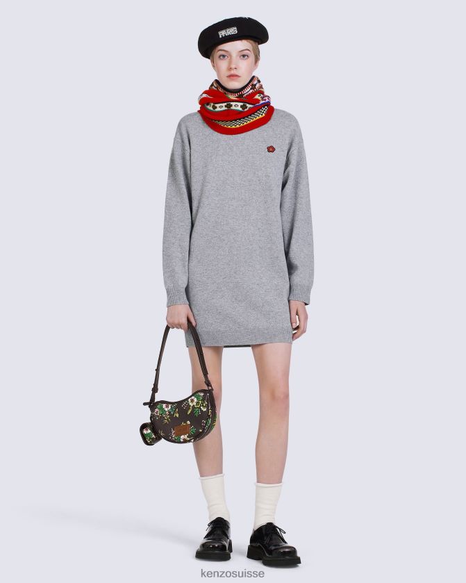 Kenzo robe en laine mérinos de Paris femmes gris brumeux D2804X548 vêtements