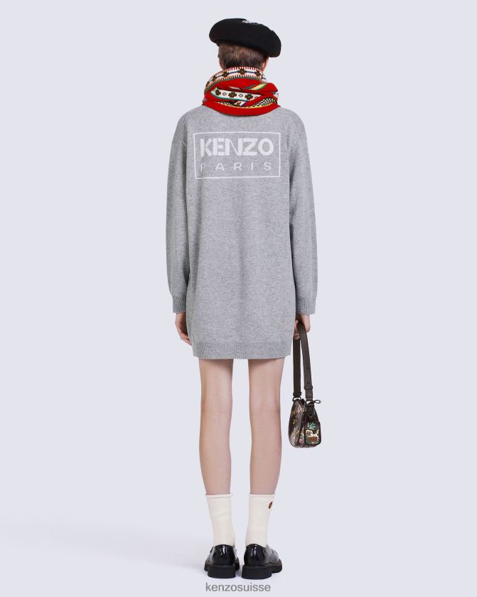 Kenzo robe en laine mérinos de Paris femmes gris brumeux D2804X548 vêtements