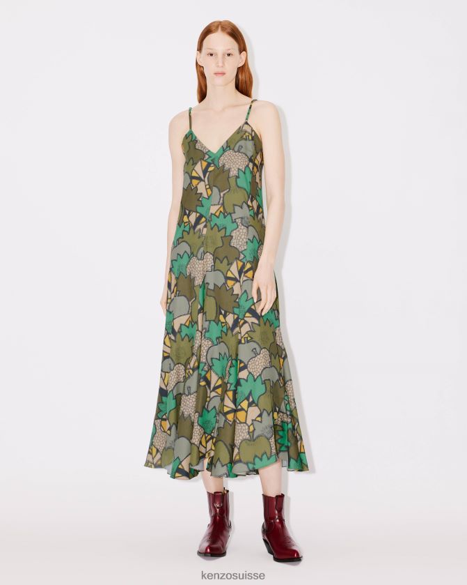 Kenzo robe longue kimono camouflage femmes kaki foncé D2804X427 vêtements