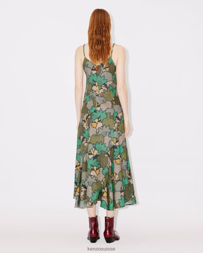 Kenzo robe longue kimono camouflage femmes kaki foncé D2804X427 vêtements
